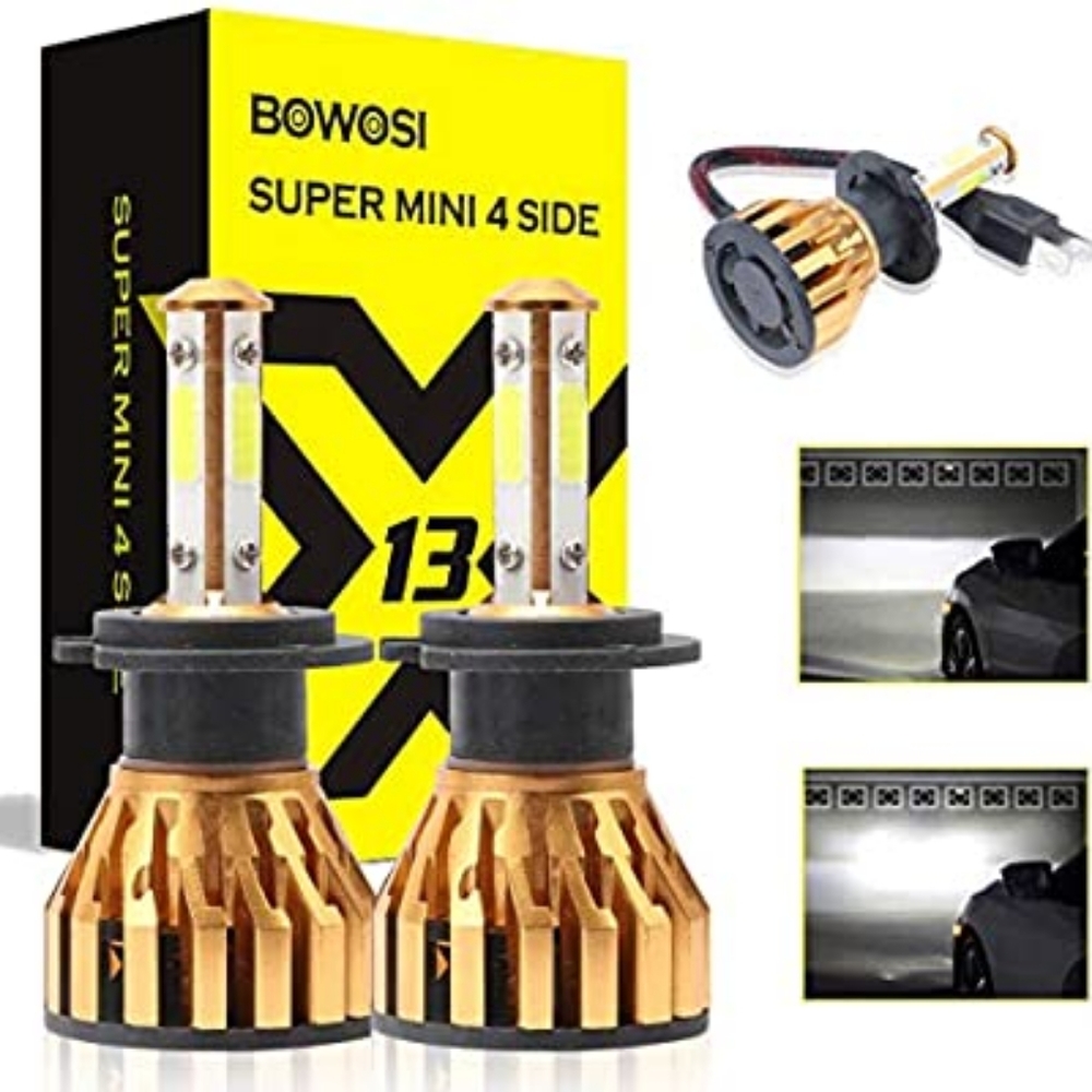 Super mini 4 Sides H7 LED Headlight Bulbs Conversion Kit 12000LM 6000K Instan